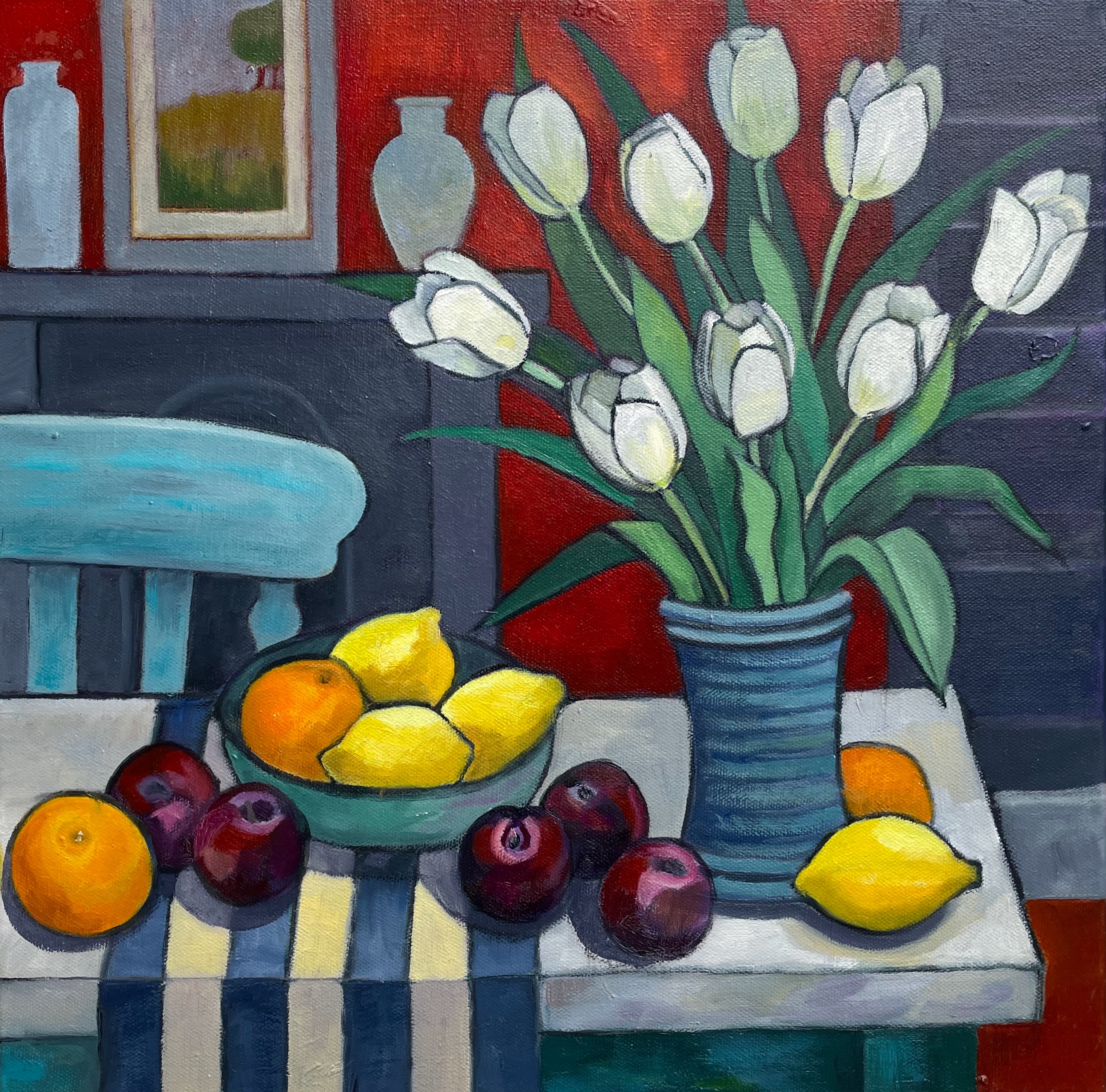 White Tulips and Fruit