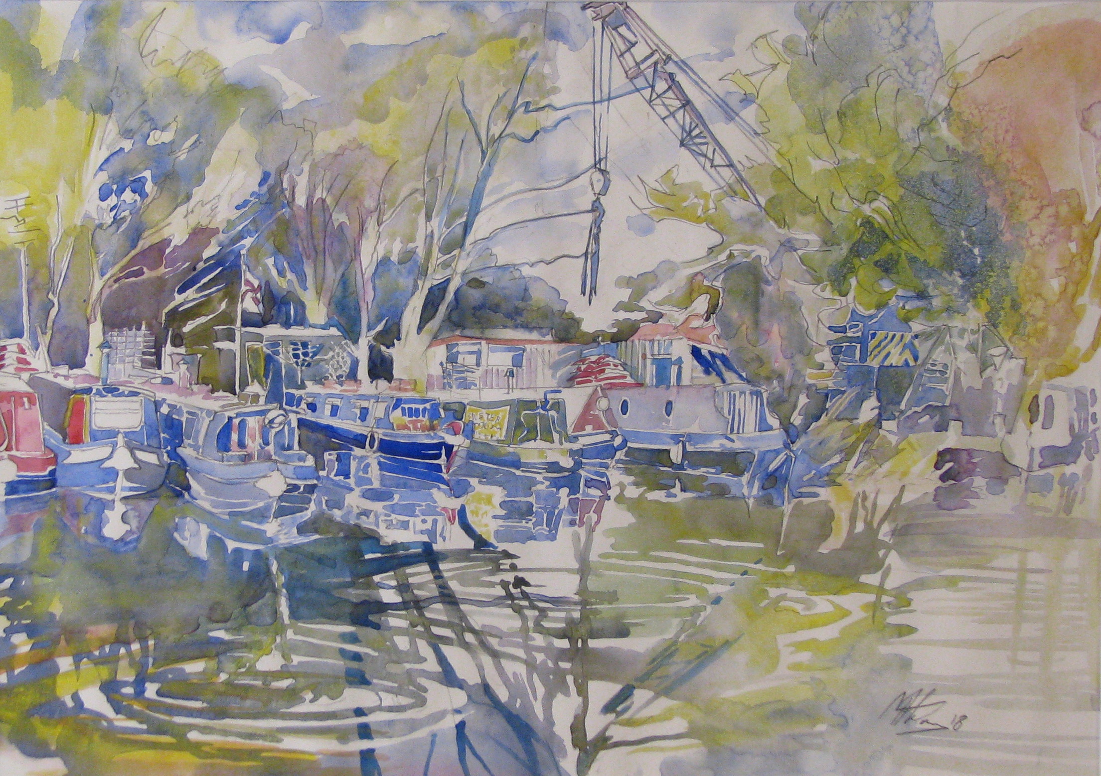 Narrowboats at Stibbington (study for I)