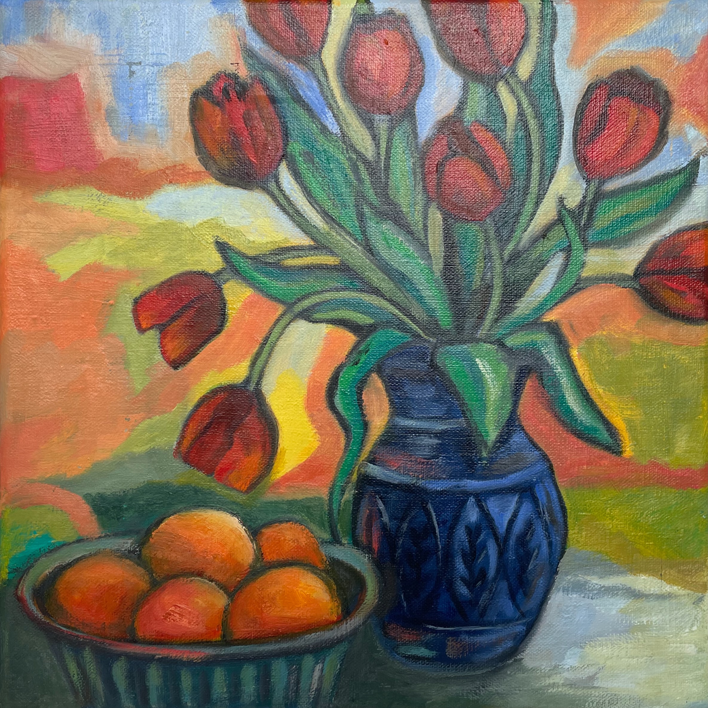 Red Tulips and Oranges